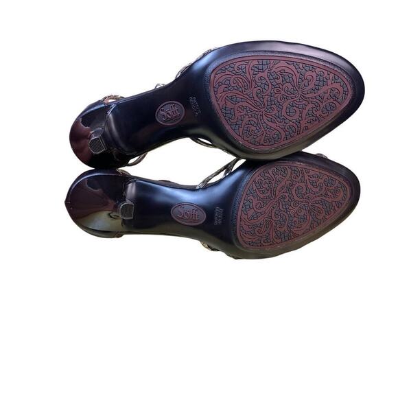 Sofft T-Strap Dark Brown & Gold Snakeskin High Heel Sandals - Size 7M - Picture 6 of 8